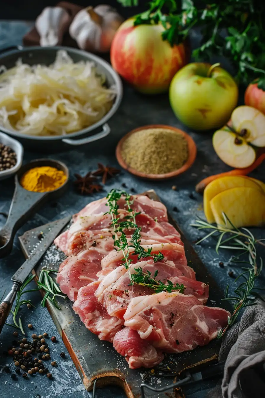 Porc savoureux à la choucroute et aux pommes épicées