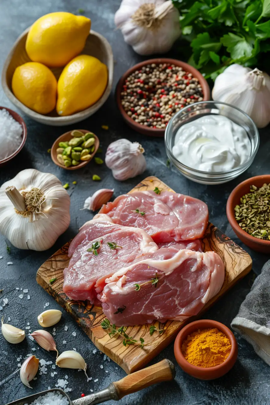 Porc safrané au yaourt et pistaches croquantes