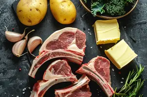 Agneau savoureux aux pommes de terre et chou frisé à l'ail