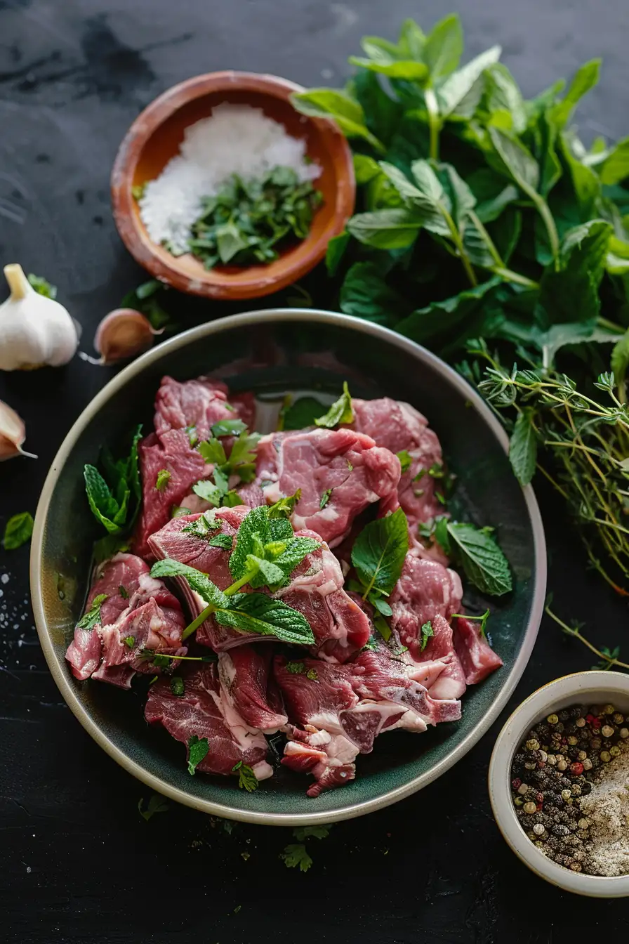Agneau épicé au cumin et yaourt, parfumé à l'ail et à la menthe