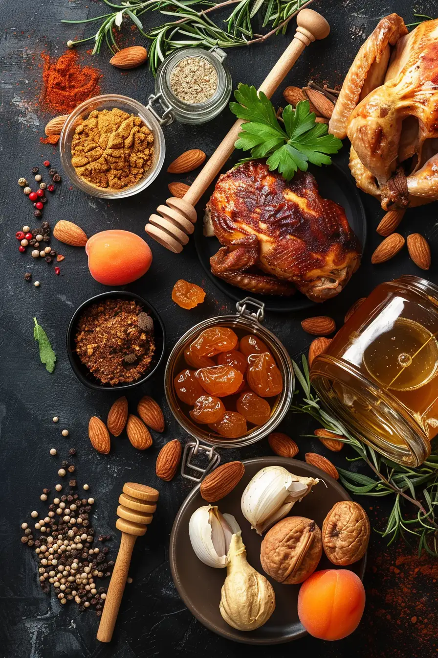 Dinde aux épices ras el hanout, miel et fruits secs croquants
