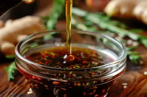 Dinde caramélisée au miel et au gingembre, sauce soja et sésame