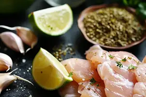 Dinde épicée au cumin et citron vert, parfumée à l'ail et à la coriandre