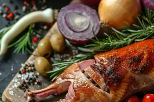Canard aux saveurs méditerranéennes : paprika, oignons, olives et tomates