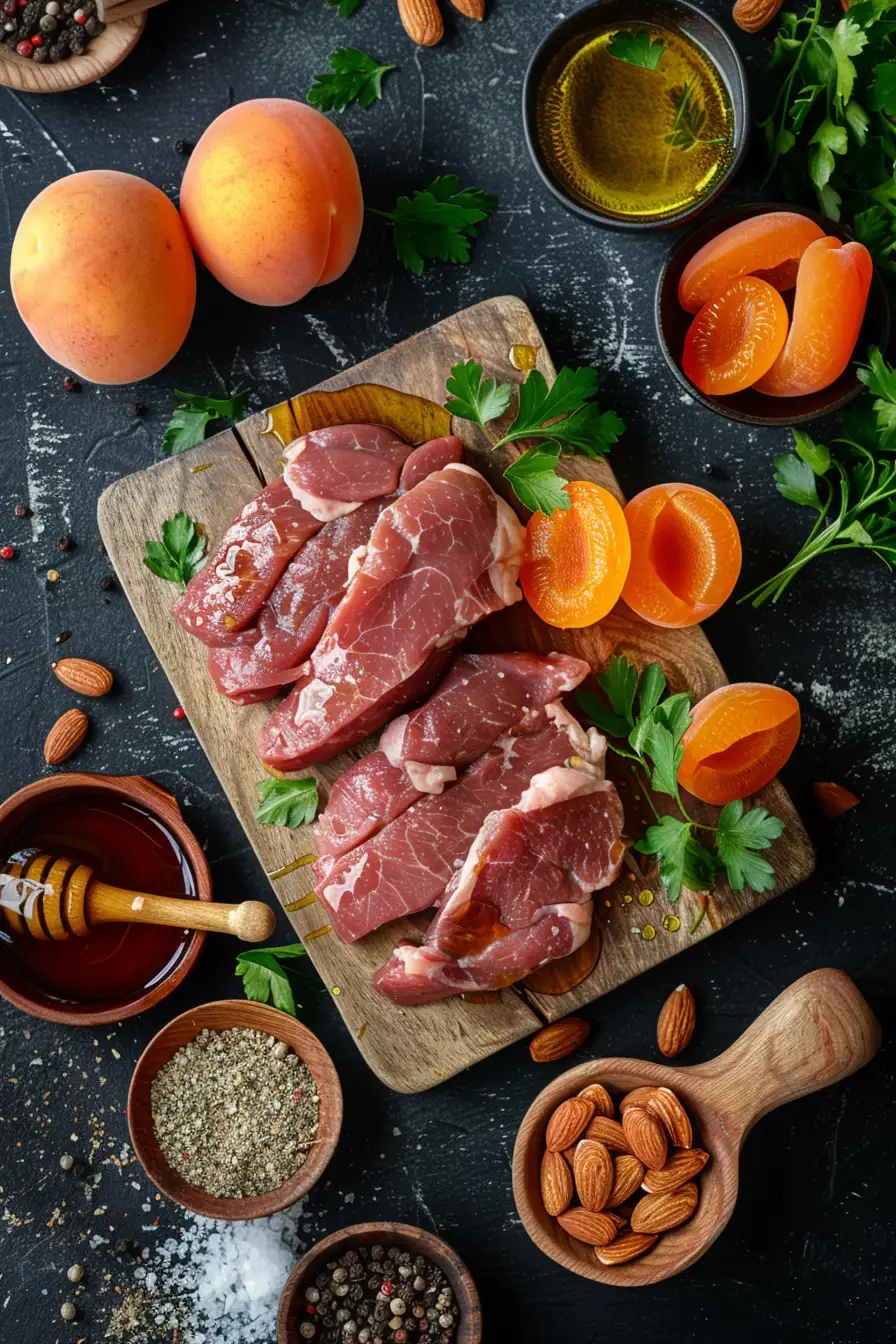 Canard aux épices ras el hanout, miel et abricots secs croquants