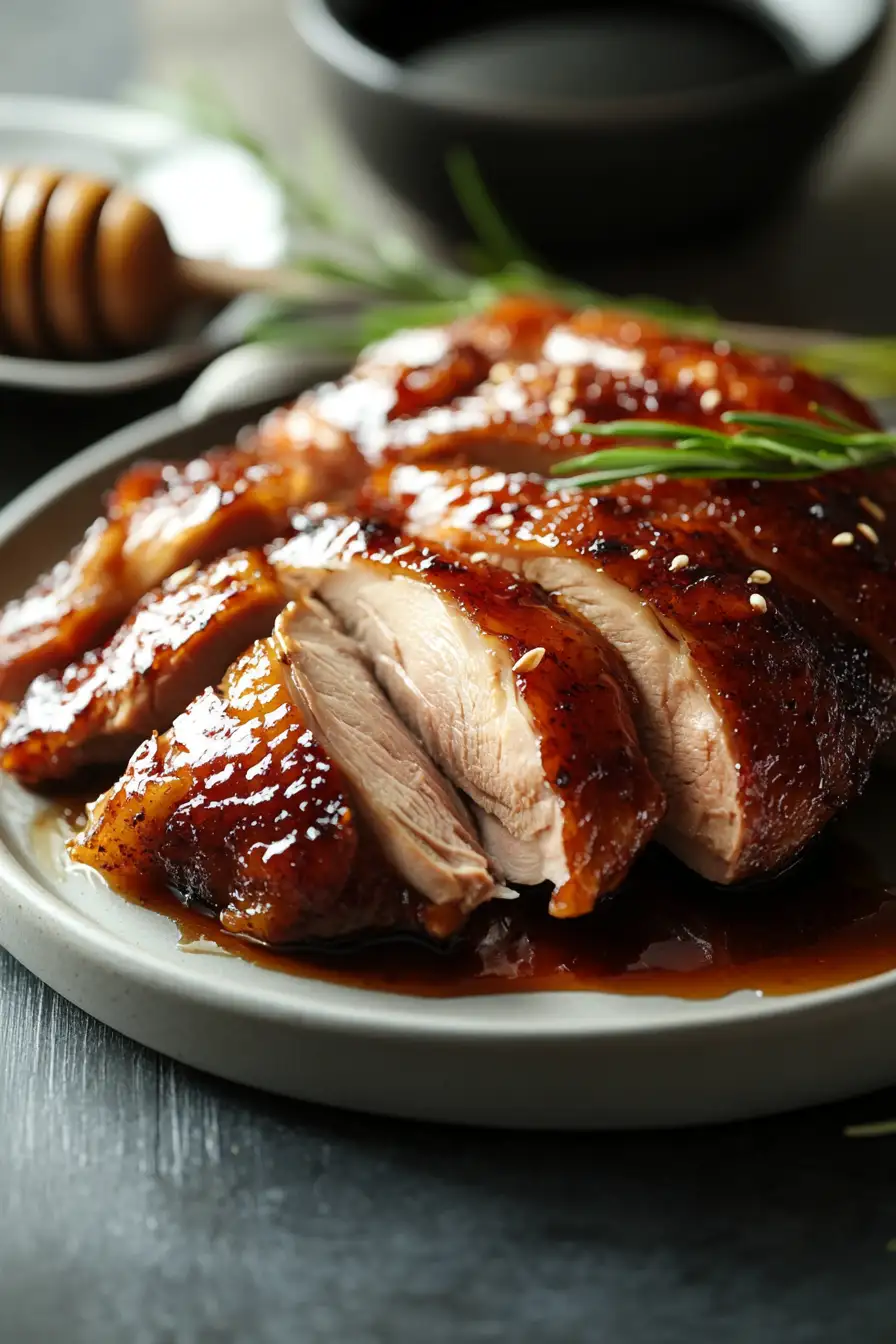 Canard laqué au miel et gingembre, sauce soja envoûtante