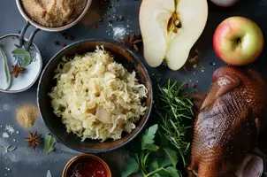 Canard savoureux à la choucroute et aux pommes épicées à la bière