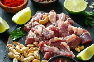 Canard épicé aux oignons caramélisés et arachides croquantes