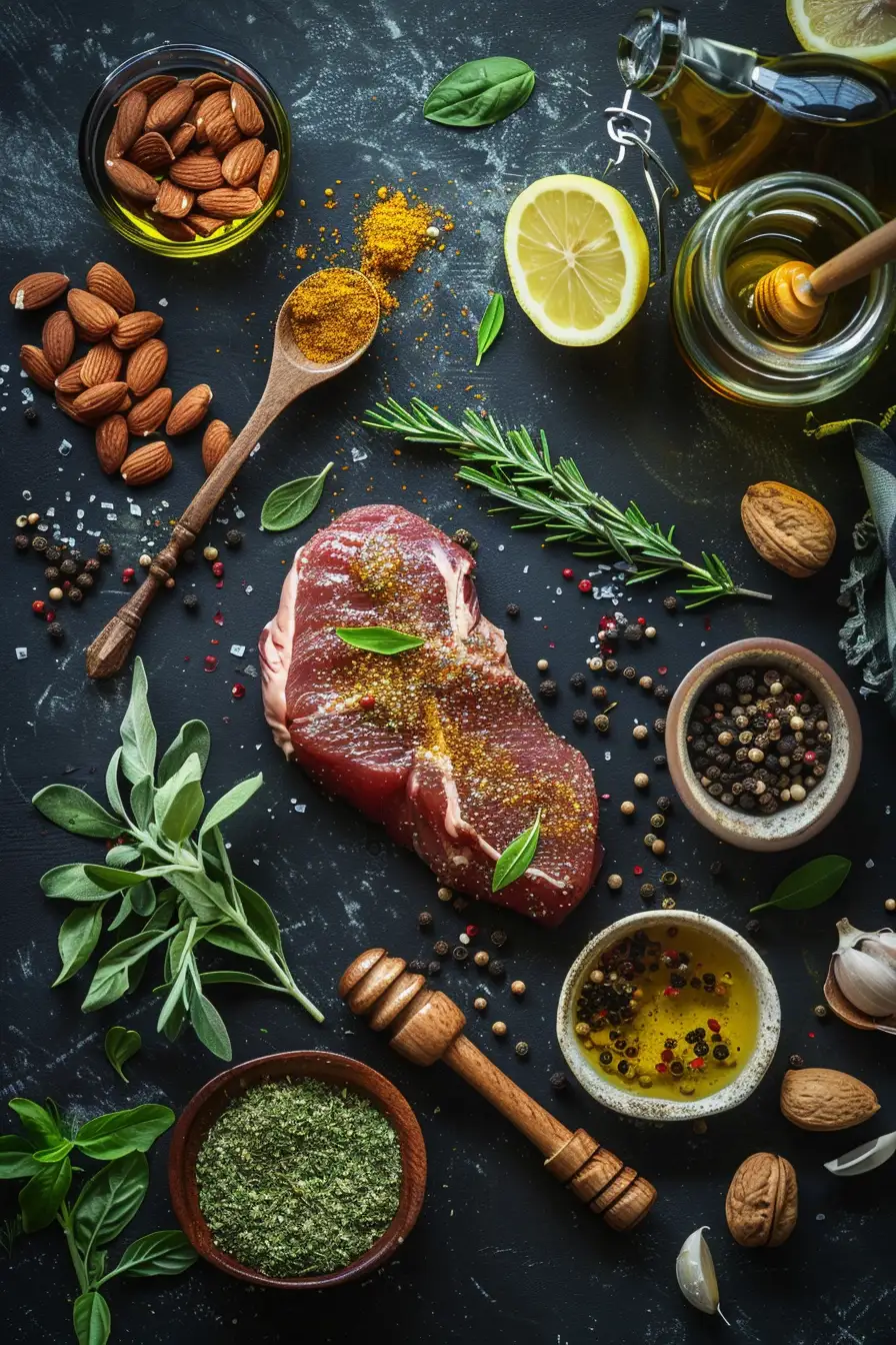 Canard aux épices za'atar, miel et amandes croquantes