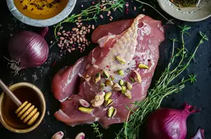 Canard aux saveurs dorées : safran, pistaches et miel en harmonie