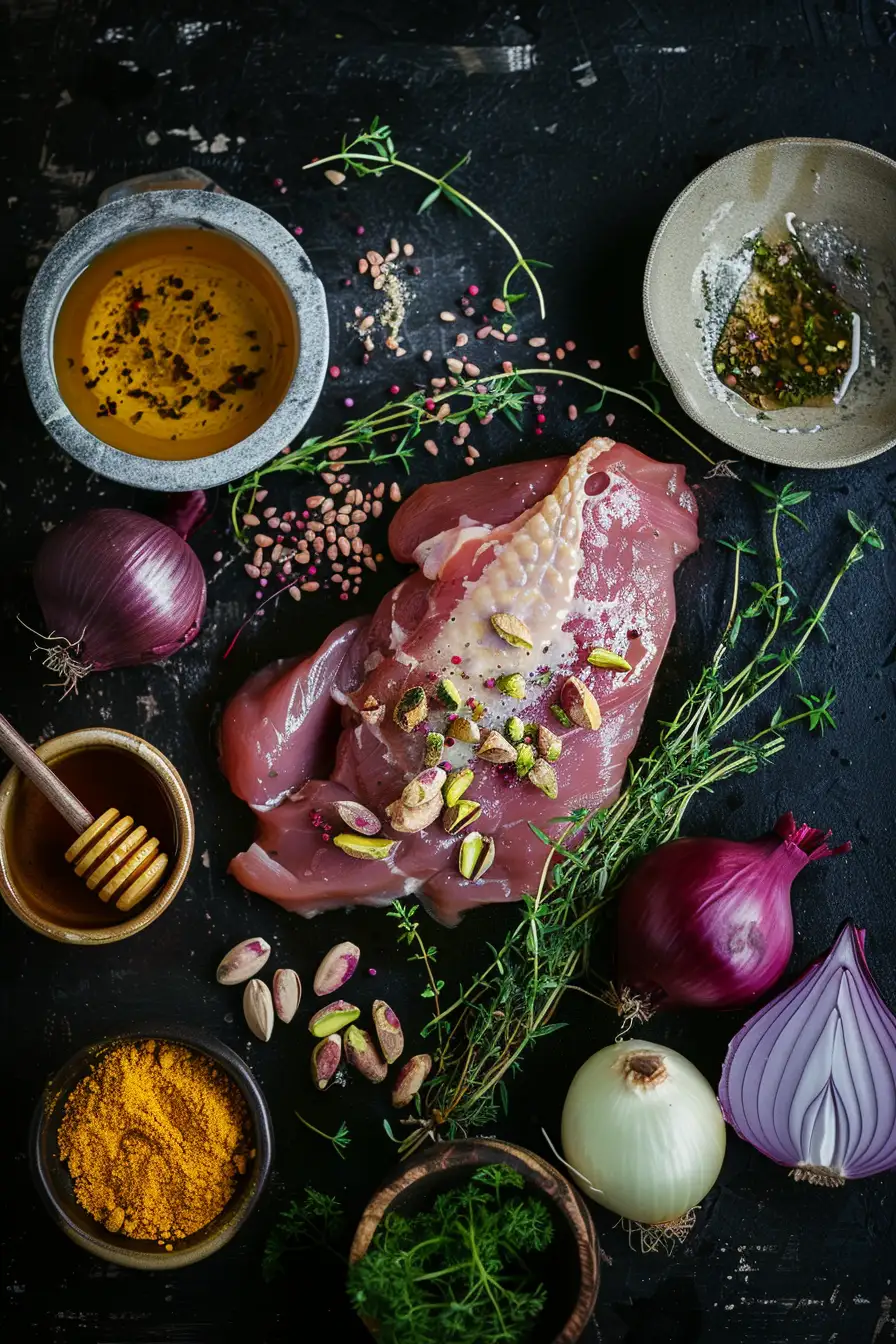 Canard aux saveurs dorées : safran, pistaches et miel en harmonie