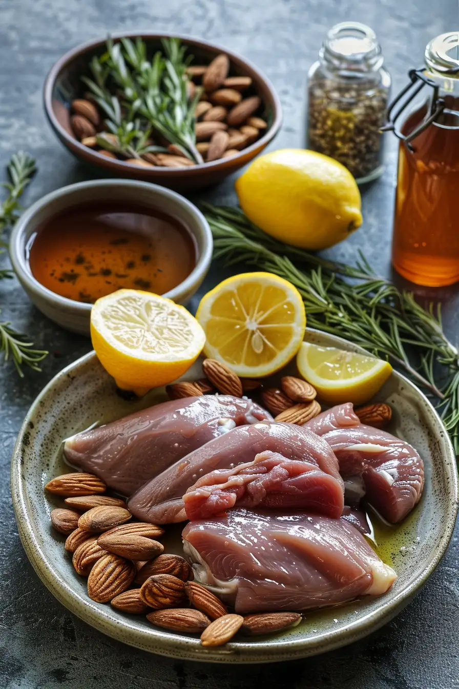 Canard rôti au miel et cumin, éclats d'amandes et zeste de citron