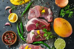 Canard aux épices jerk, mangue et miel citronné