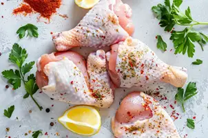 Poulet aux épices peri-peri, miel et citron, parfumé à la coriandre
