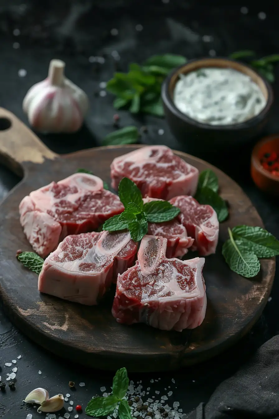 Cerf mariné au yaourt et aux épices, parfumé à la menthe fraîche