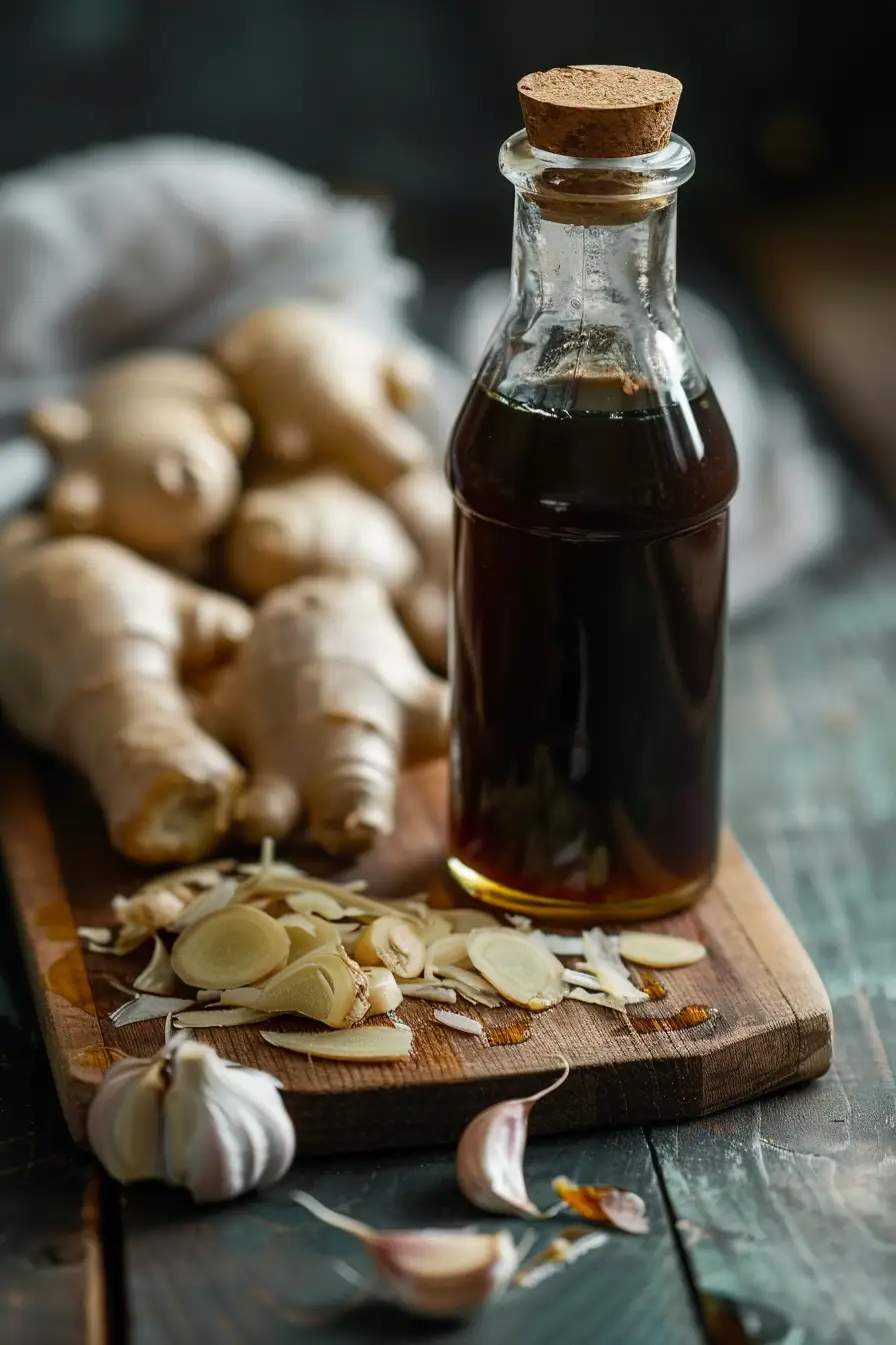 Cerf mariné au miel et à la sauce soja, parfumé au gingembre et à l'ail
