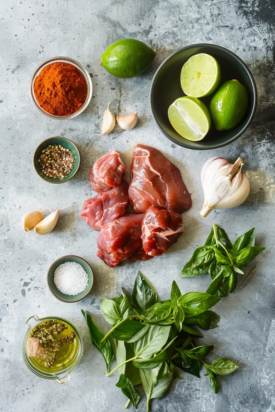 Cerf en cocotte au lait de coco et curry rouge, parfumé au basilic thaï et citron vert