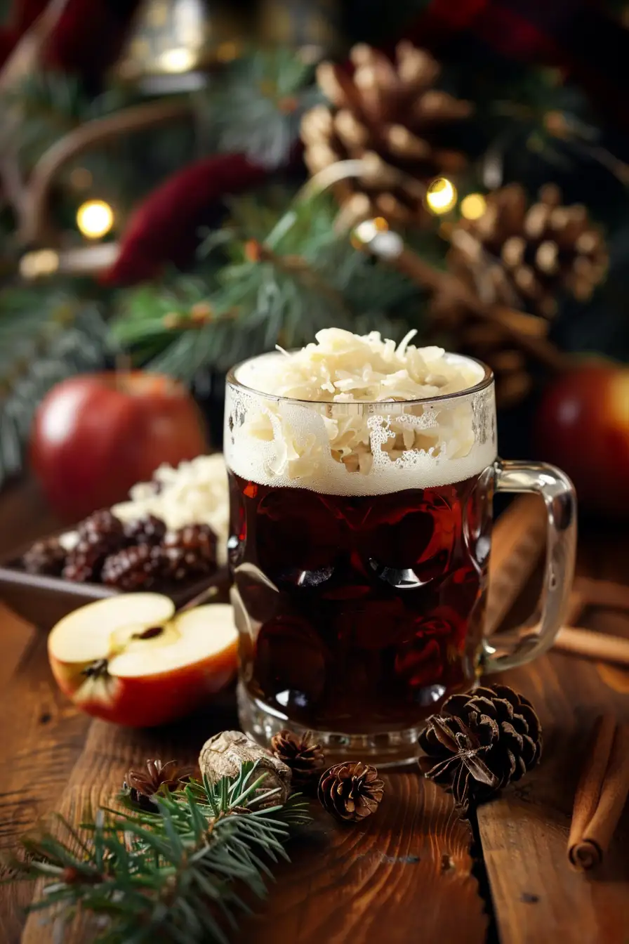 Cerf en choucroute aux pommes et baies de genièvre à la bière