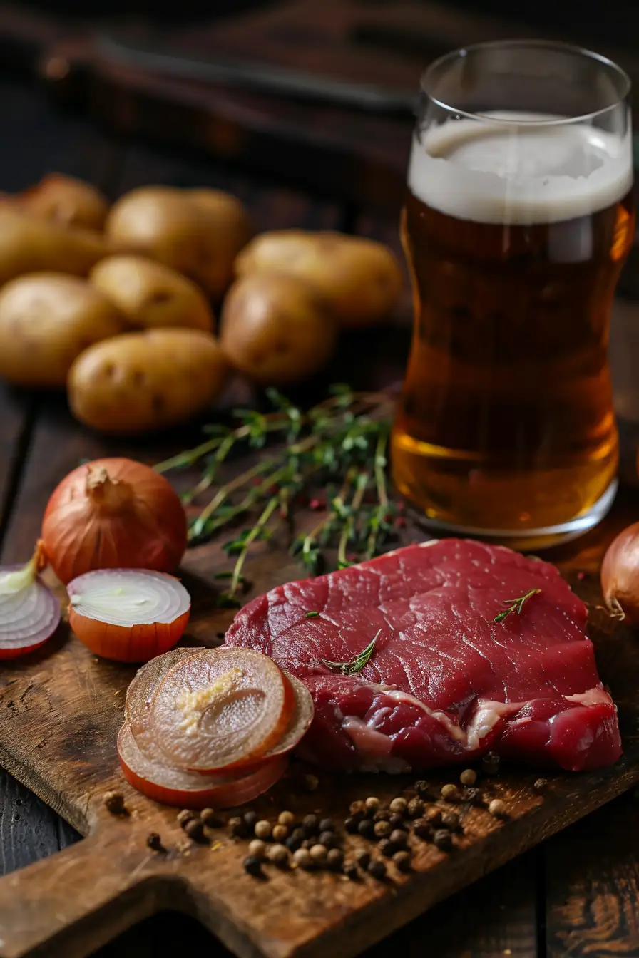 Cerf mijoté aux pommes de terre et à la bière brune
