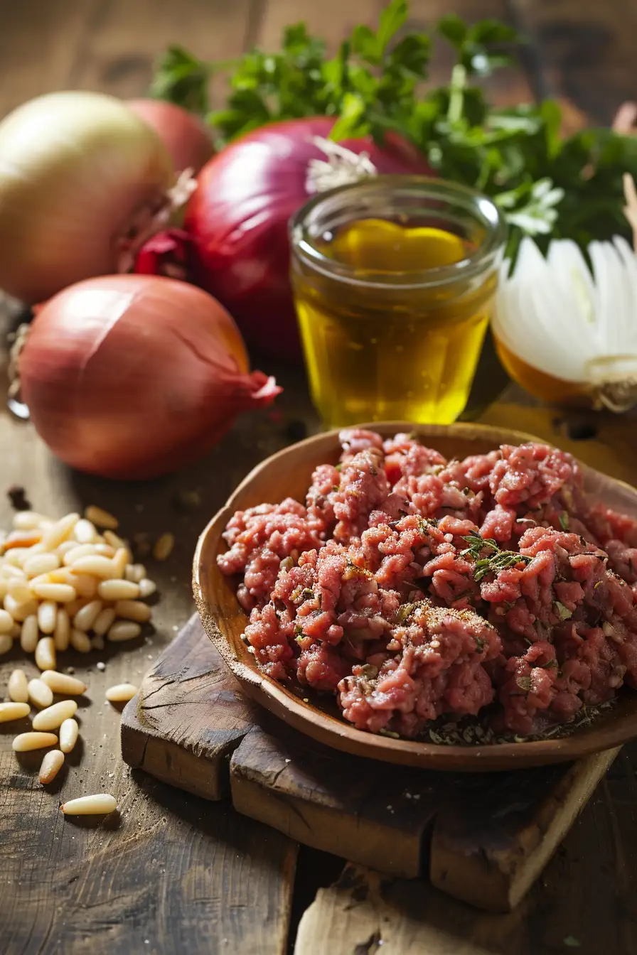 Bœuf haché aux épices libanaises et pignons de pin dans un pain pita