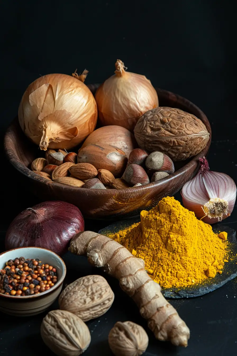 Délice de cerf à la grenade, noix et oignon parfumé au curcuma