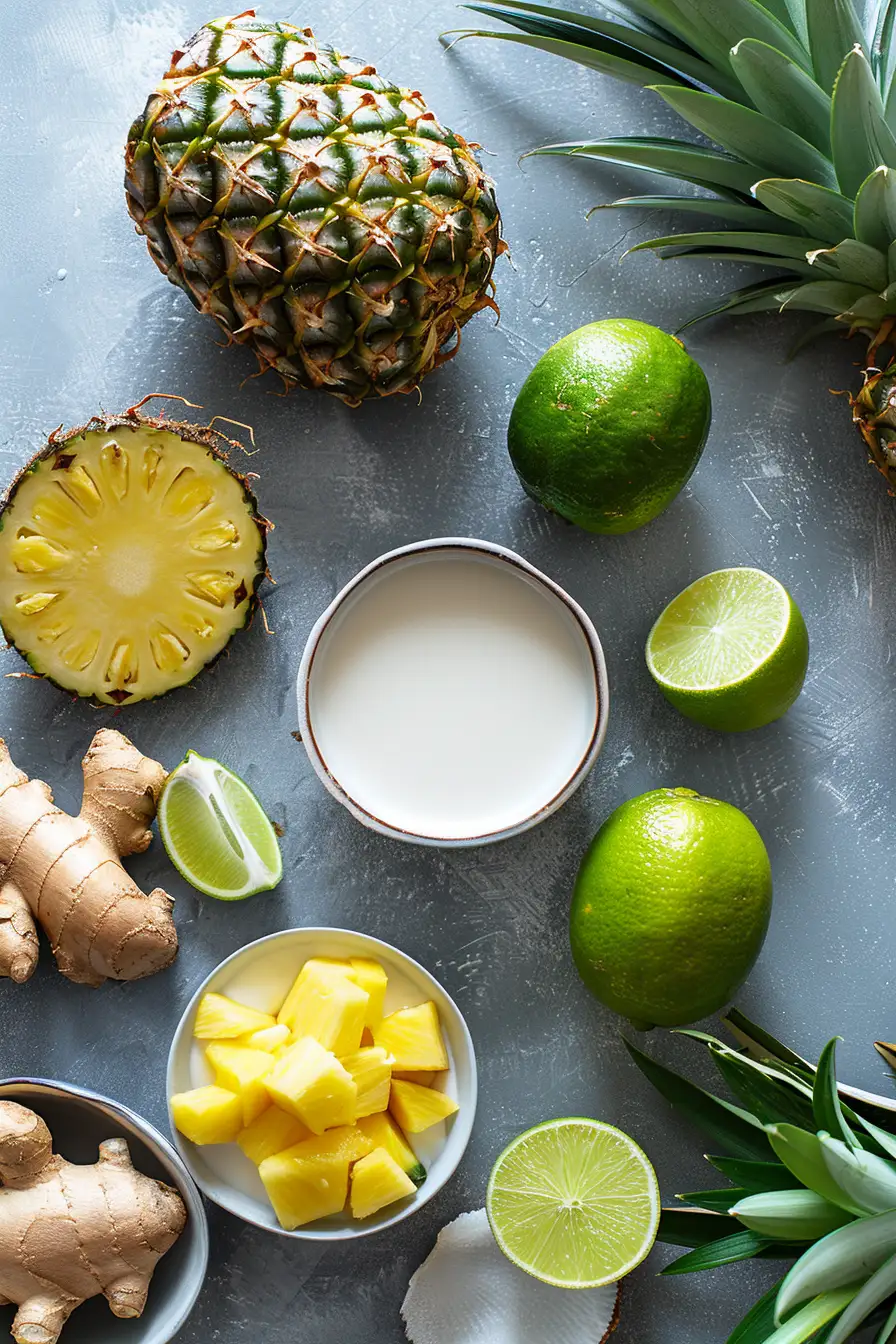 Délice exotique de cerf à l'ananas et lait de coco, parfumé au gingembre et citron vert