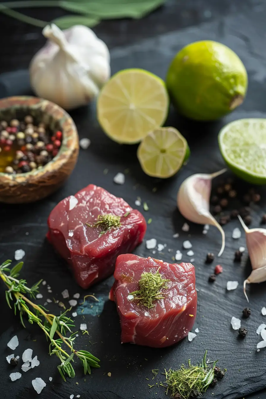 Délice de cerf au citron vert, piment habanero et thym