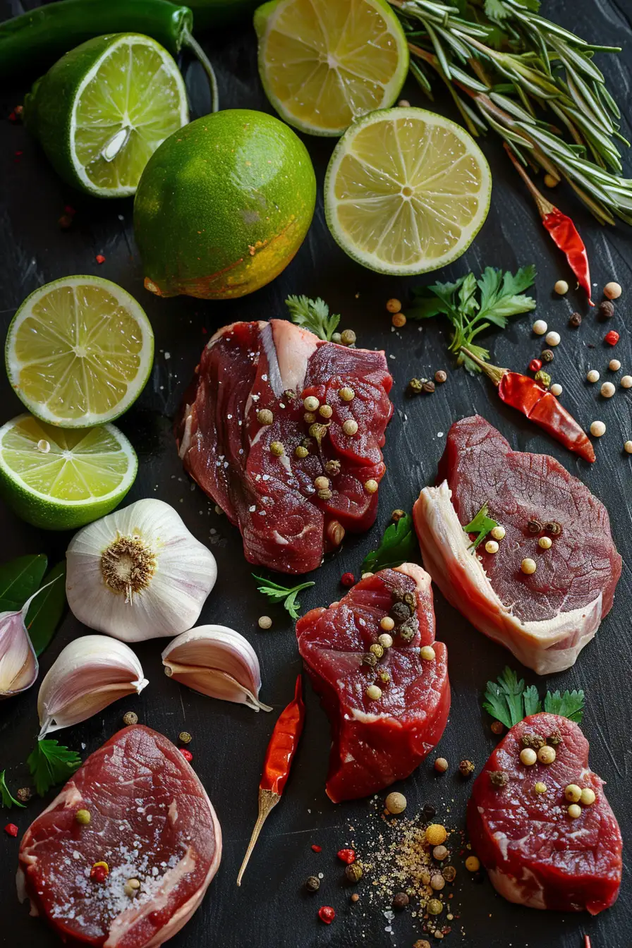 Délice de cerf à l'ail et au citron vert, parfumé au cumin et à la coriandre