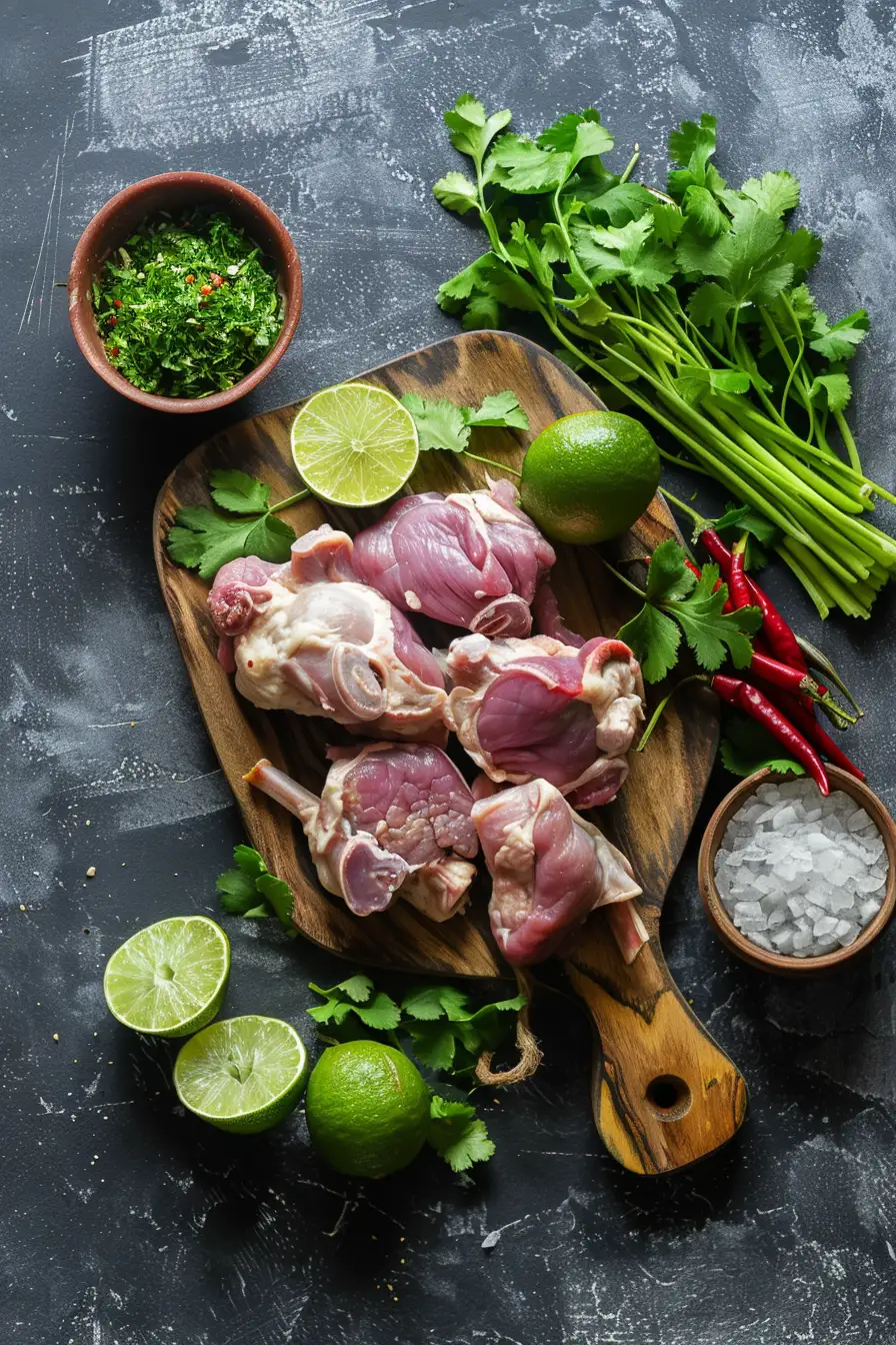 Lapin exotique au lait de coco, citron vert et coriandre avec une touche de piment rouge