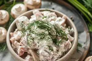 Lapin à la crème fraîche, champignons et vodka parfumé à l'aneth