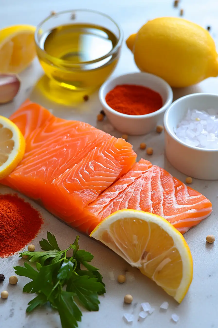 Saumon envoûtant à l'huile d'olive, ail et paprika fumé avec une touche de citron