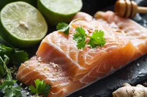 Saumon au miel de Manuka, citron vert et gingembre frais, parfumé à la coriandre