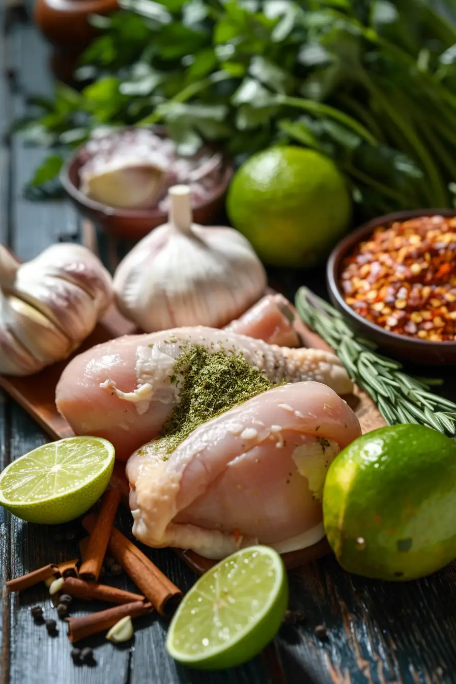 Poulet aux saveurs exotiques : citron vert, ail et épices parfumées