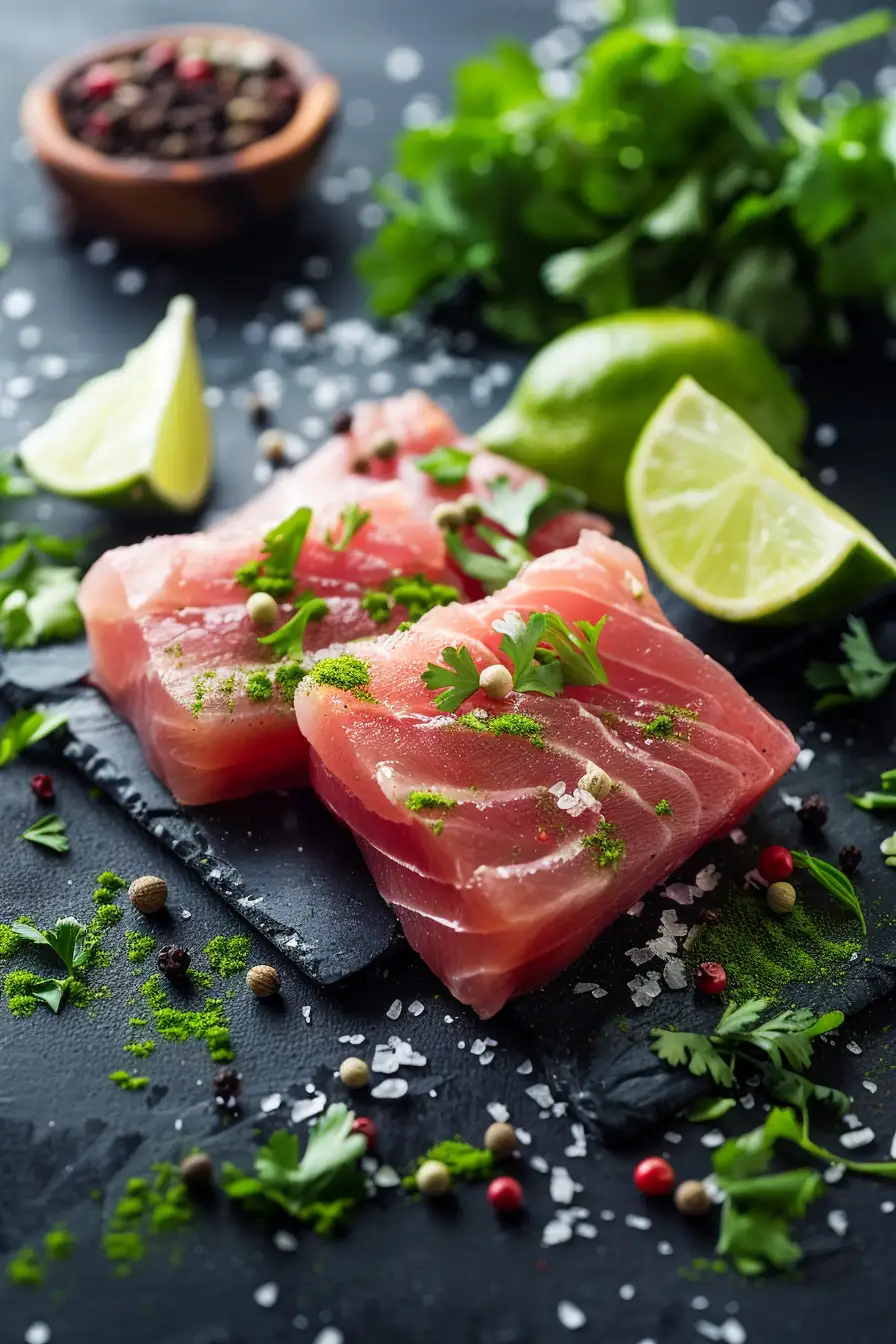 Délice de thon au yaourt et garam masala, parfumé au citron vert et coriandre fraîche