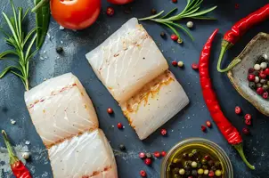 Délice de morue aux tomates et poivrons rouges à l'ail et huile d'olive