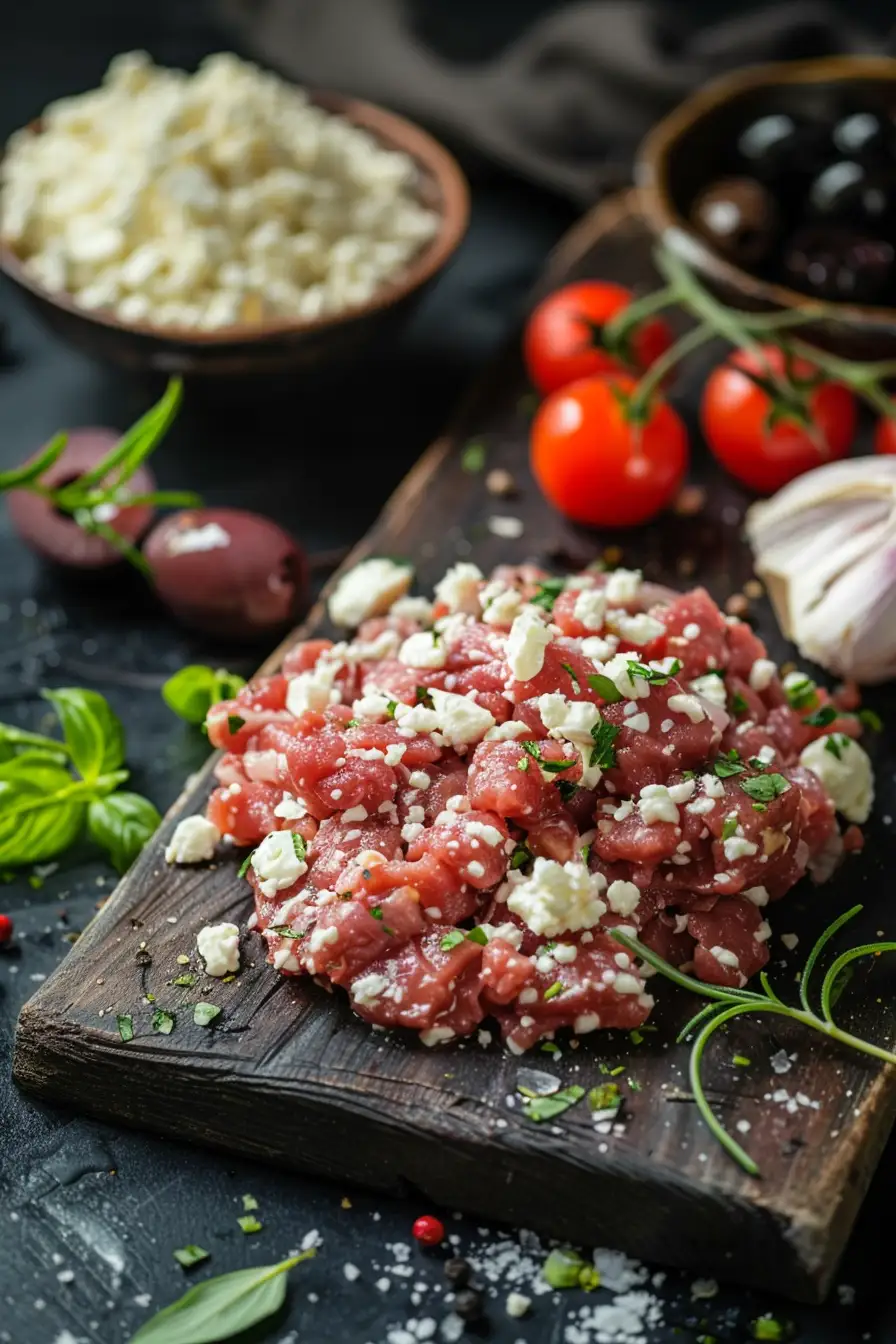 Bœuf haché méditerranéen aux saveurs de feta et d'olives