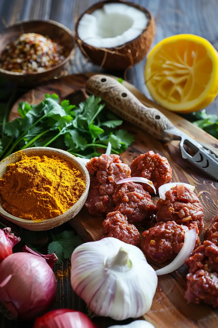 Bœuf haché au lait de coco et curry parfumé
