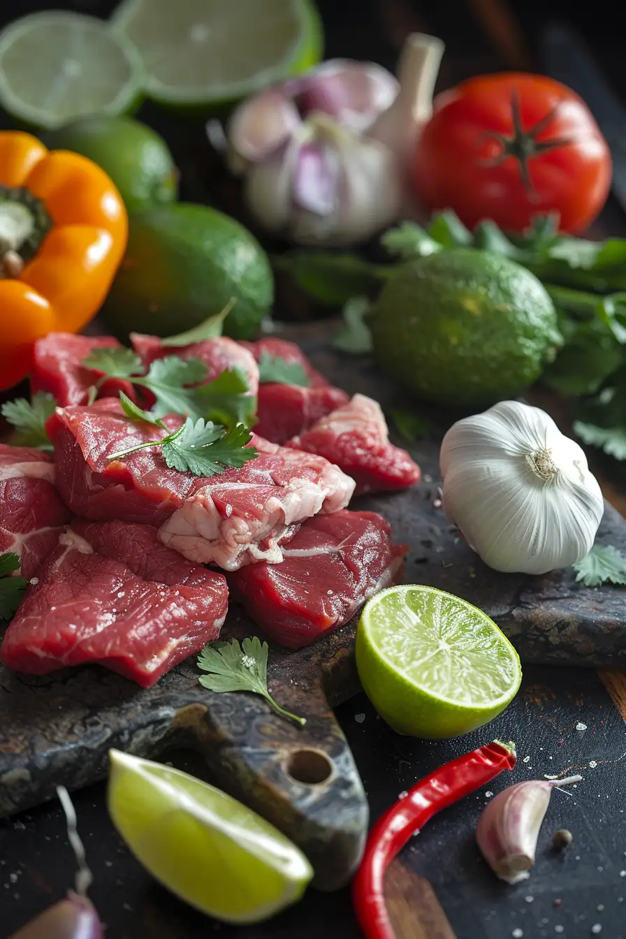 Bœuf épicé à l'ail et au citron vert avec une touche de coriandre