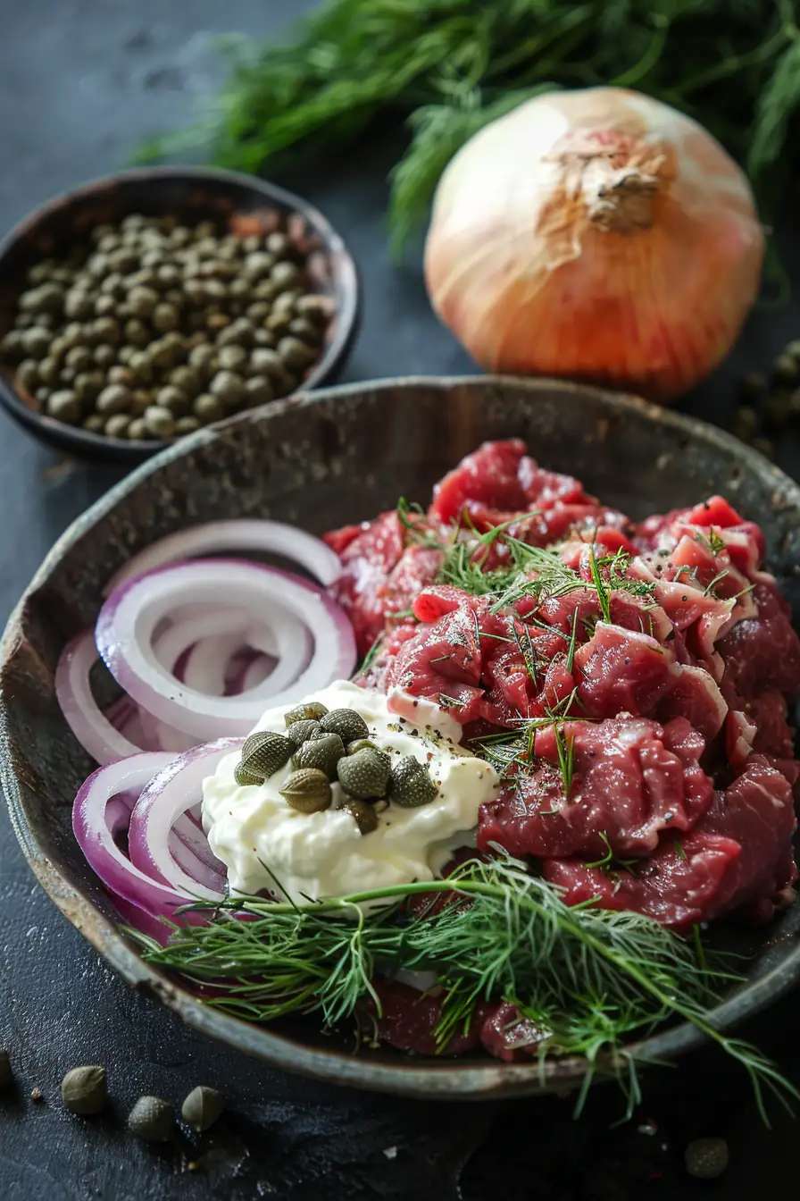 Bœuf haché crémeux aux câpres et aneth