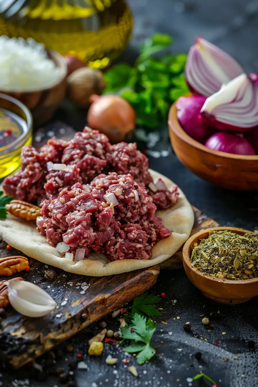 Bœuf haché aux épices persanes et noix dans un pain pita gourmand