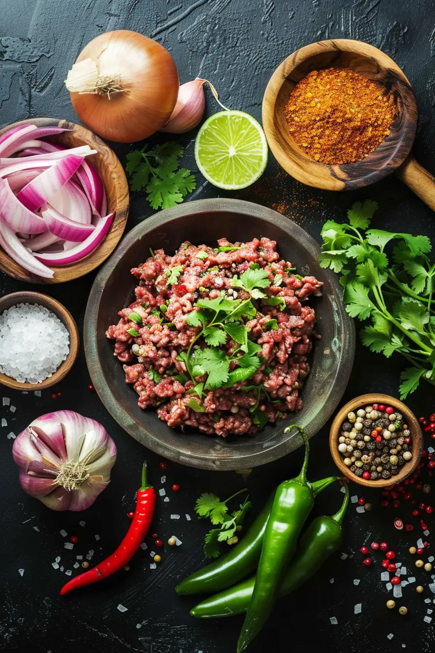 Bœuf haché épicé aux oignons et coriandre fraîche