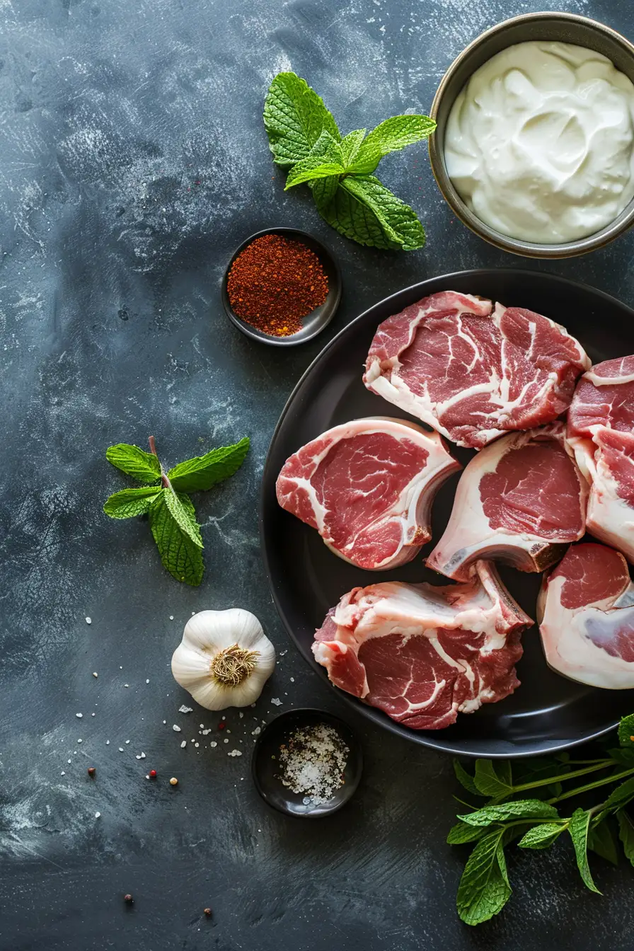 Porc mariné au yaourt et aux épices, fraîcheur de menthe en touche finale